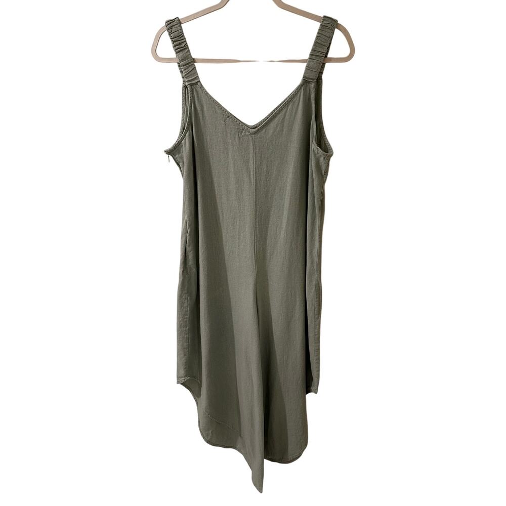 MSK Linen Blend Cropped Wide Leg Jumpsuit Lagenlook Light Sage Green XL